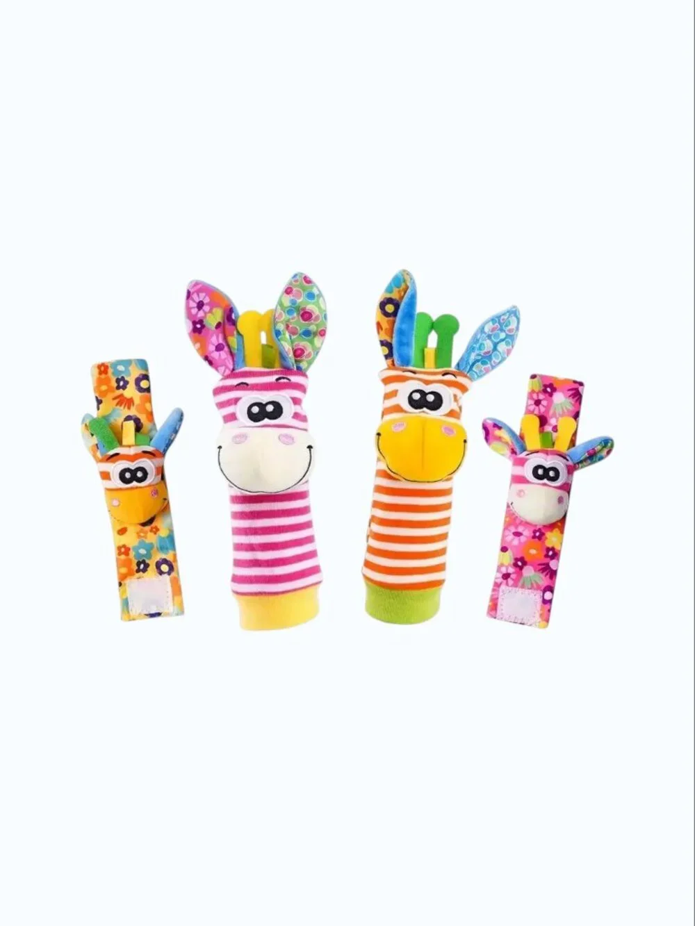 NEW Rattle Socks Wrist Hand Foot Finder Giraffe Sensory Toy Set Learning Baby